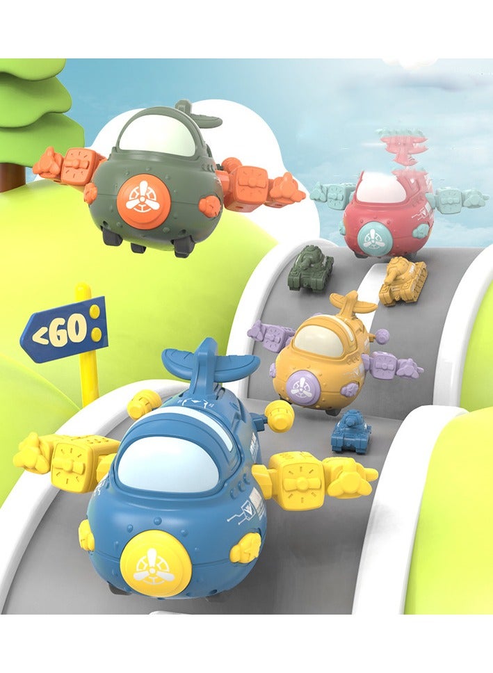 1-Pieces Inertial Taxiing Green Airplane With A Tank Toy, Push And Go Toy Car Set, Inertial Toy Car - Image 3