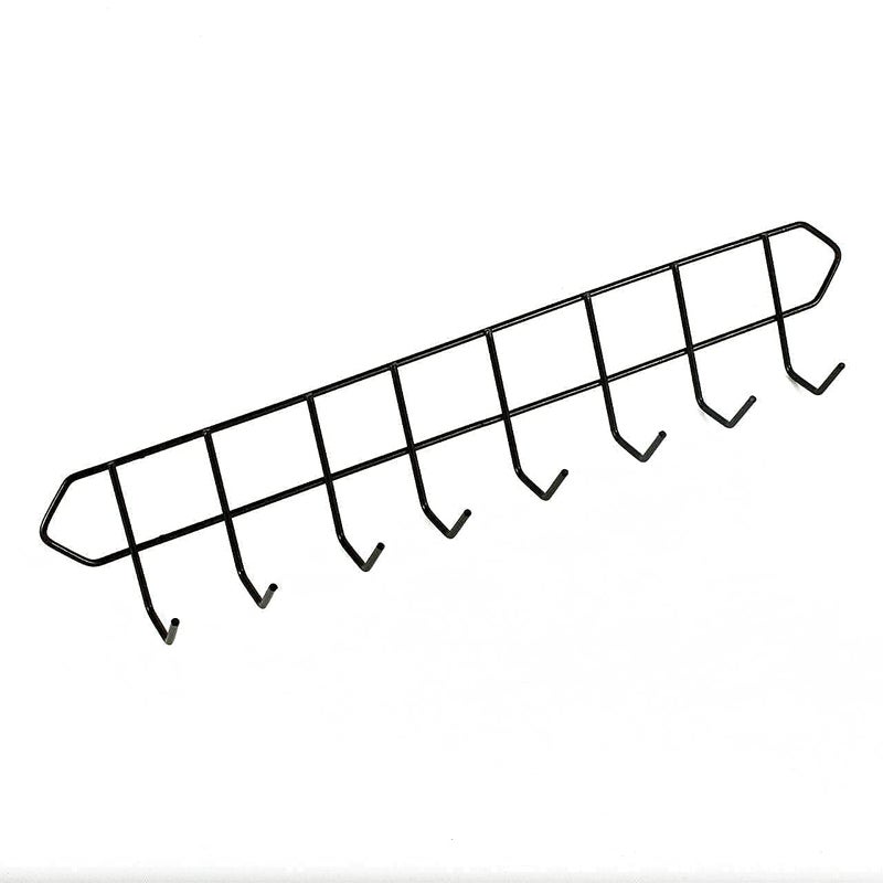 QUPET Metal Bathroom Wall 8 Hooks Magic Sticker-Self Adhesive Rail Hook Bar for Kitchen, Utensil Rack Kitchen Hanger Load Capacity Up to 5 Kg Hook Hanging for Cloths(8 Hooks-Black) - Image 2