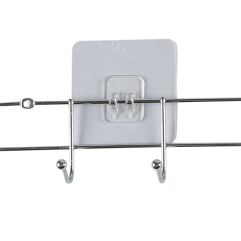 QUPET Metal Bathroom Wall 8 Hooks Magic Sticker-Self Adhesive Rail Hook Bar for Kitchen, Utensil Rack Kitchen Hanger Load Capacity Up to 5 Kg Hook Hanging for Cloths(8 Hooks-Black) - Image 3