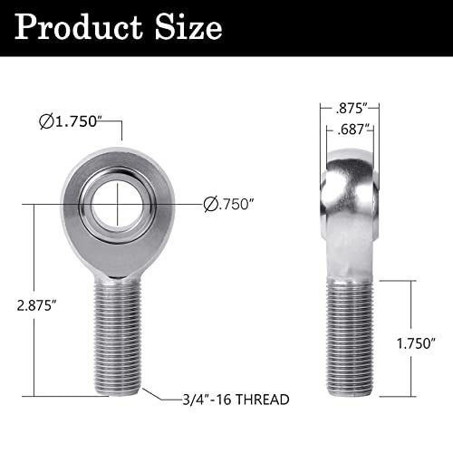 GÃ¼ren GaiRen 3/4'' Heim Joints Rod End Kit, 750” Chromoly Joints Panhard kit Right and Left Hand Thread (4 Pack) - Image 3