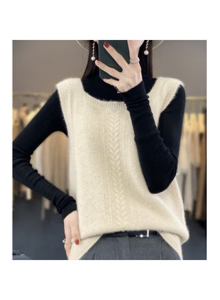 23 Spring And Autumn Waistcoat Wool Vest Women's Waistcoat Regular Loose Square Collar Sleeveless Knitted Wool All-match - pzsku/Z98BAF5D02876D813BA21Z/45/1750061521/f97eaba7-2e3d-43fe-af56-2b0c30de2924