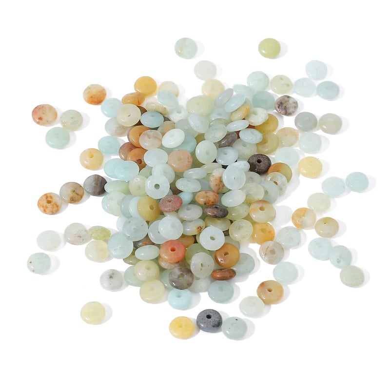 BEADIA Natural Amazonite Disk Stone Beads 4x2mm 160pcs Rondelle Loose Semi Gemstone Beads for Jewelry Making Design - Image 4