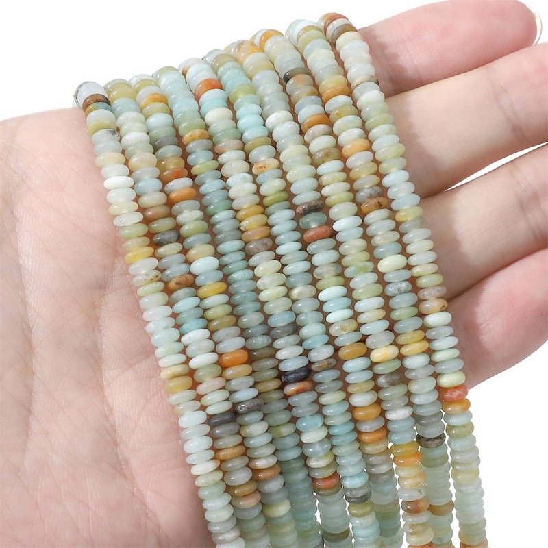 BEADIA Natural Amazonite Disk Stone Beads 4x2mm 160pcs Rondelle Loose Semi Gemstone Beads for Jewelry Making Design - Image 2