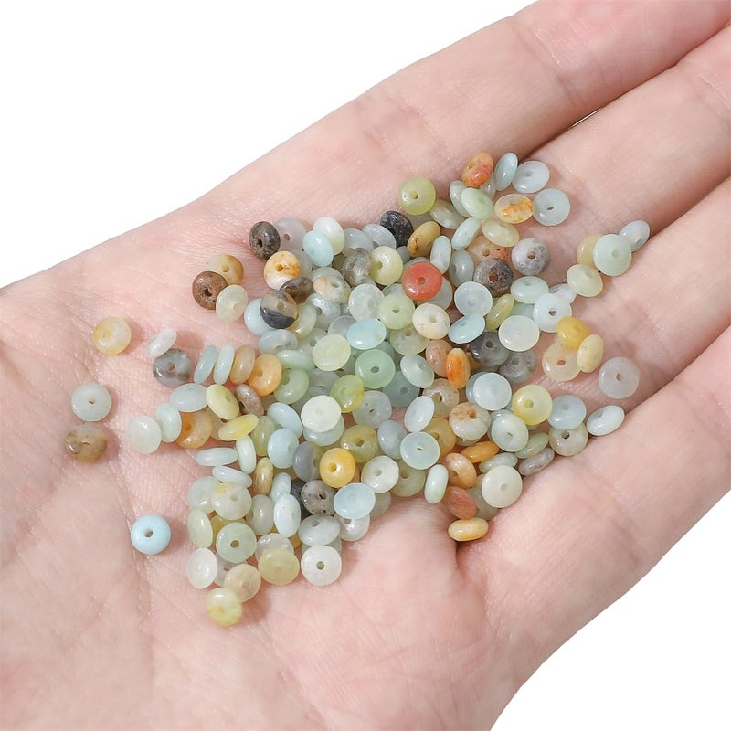 BEADIA Natural Amazonite Disk Stone Beads 4x2mm 160pcs Rondelle Loose Semi Gemstone Beads for Jewelry Making Design - Image 3