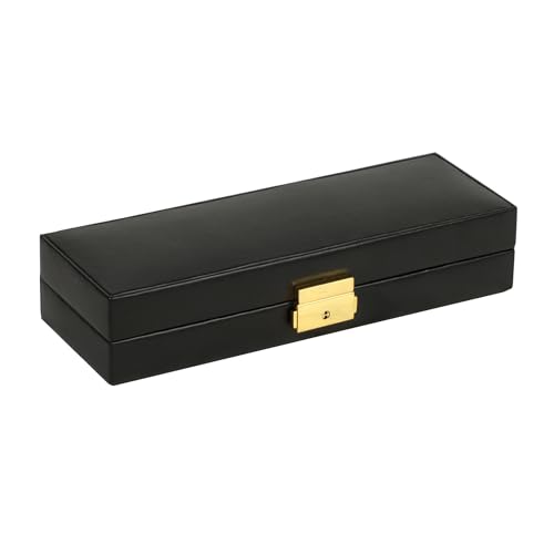 Wolf Designs WOLF Heritage Safe Deposit, Black - Seven Jewelry Compartments, One Ring Roll & One Watch Compartment - Includes Lock & Key - Image 1
