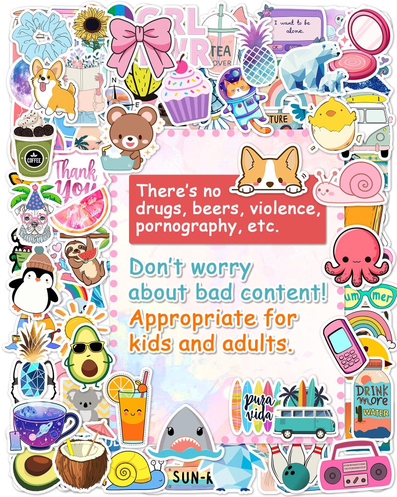Greingways 300 Pcs Stickers for Kids, Cute Water Bottle Vinyl Waterproof Laptop Stickers for Students Gifts School Supplies Classroom Teacher Prizes Stocking Stuffers Sticker Pack for Kids Girls Teens - Image 5