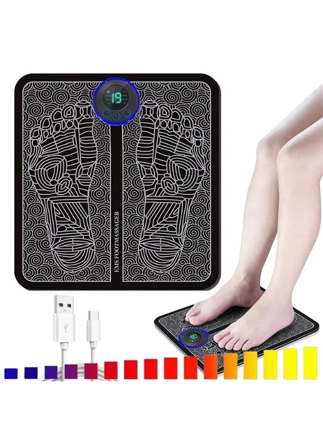 Electric EMS Foot Massager Pad – 8 Modes, 19 Intensity Levels, Remote Control, Lightweight Design, Relieves Foot & Leg Pressure - Image 1