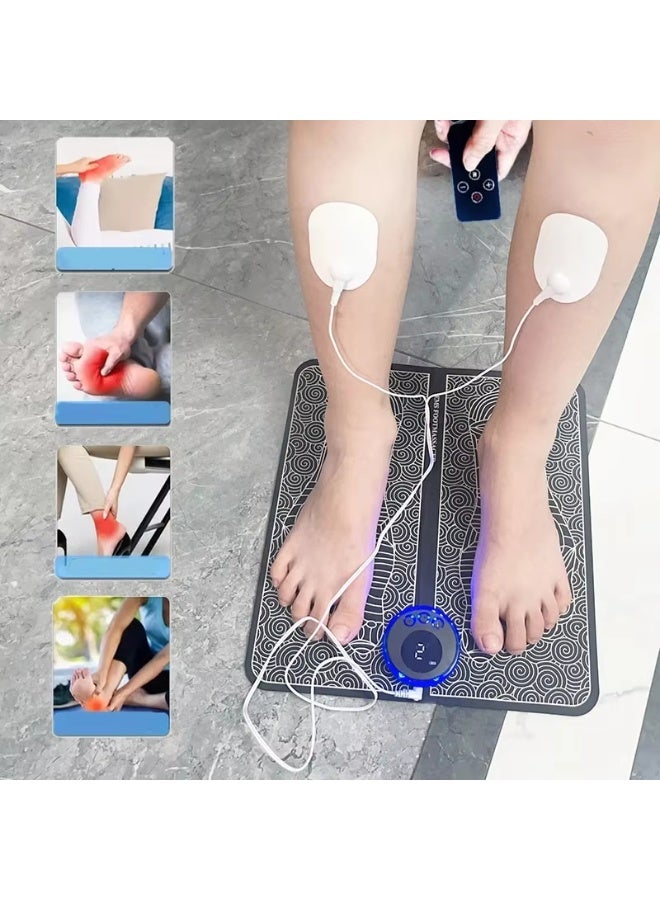 Electric EMS Foot Massager Pad – 8 Modes, 19 Intensity Levels, Remote Control, Lightweight Design, Relieves Foot & Leg Pressure - Image 3