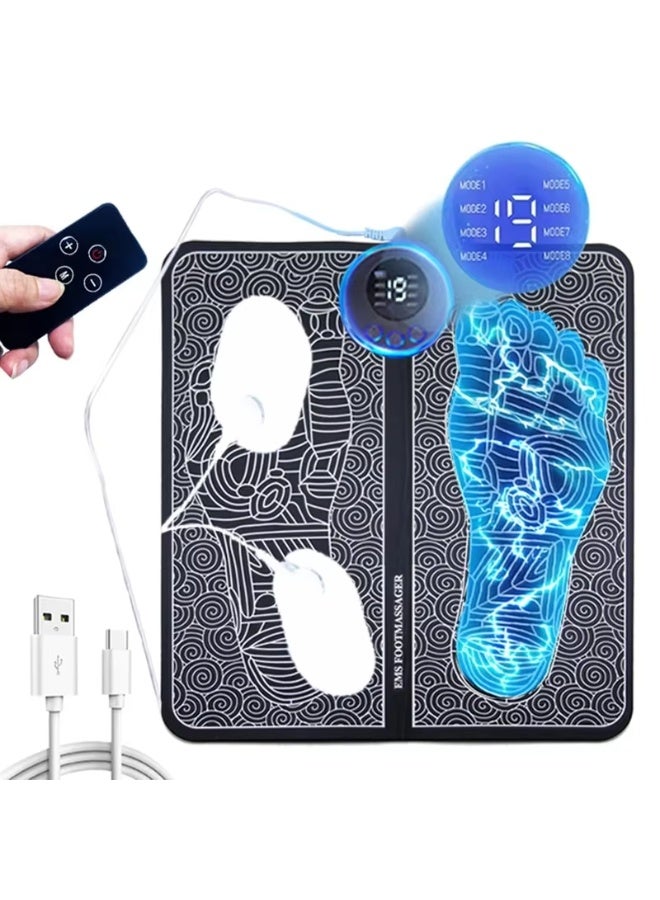 Electric EMS Foot Massager Pad – 8 Modes, 19 Intensity Levels, Remote Control, Lightweight Design, Relieves Foot & Leg Pressure - Image 2