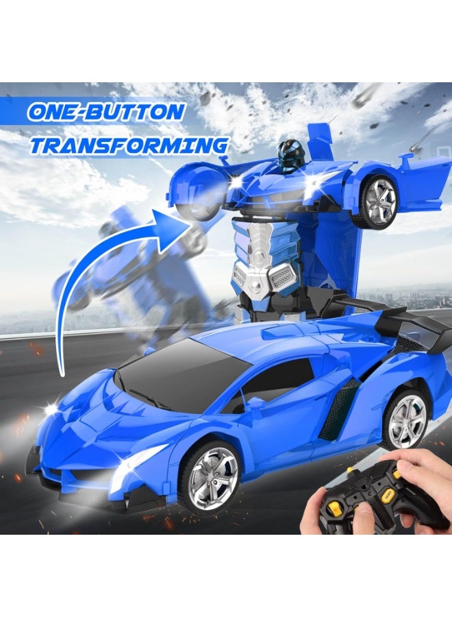 TIGER Remote Control Transforming Robot Car Toy for Kids, RC Car to Robot Transformation, Easy Control Toy Vehicle, Fun Gift for Boys Ages 3–12, Blue - Image 3
