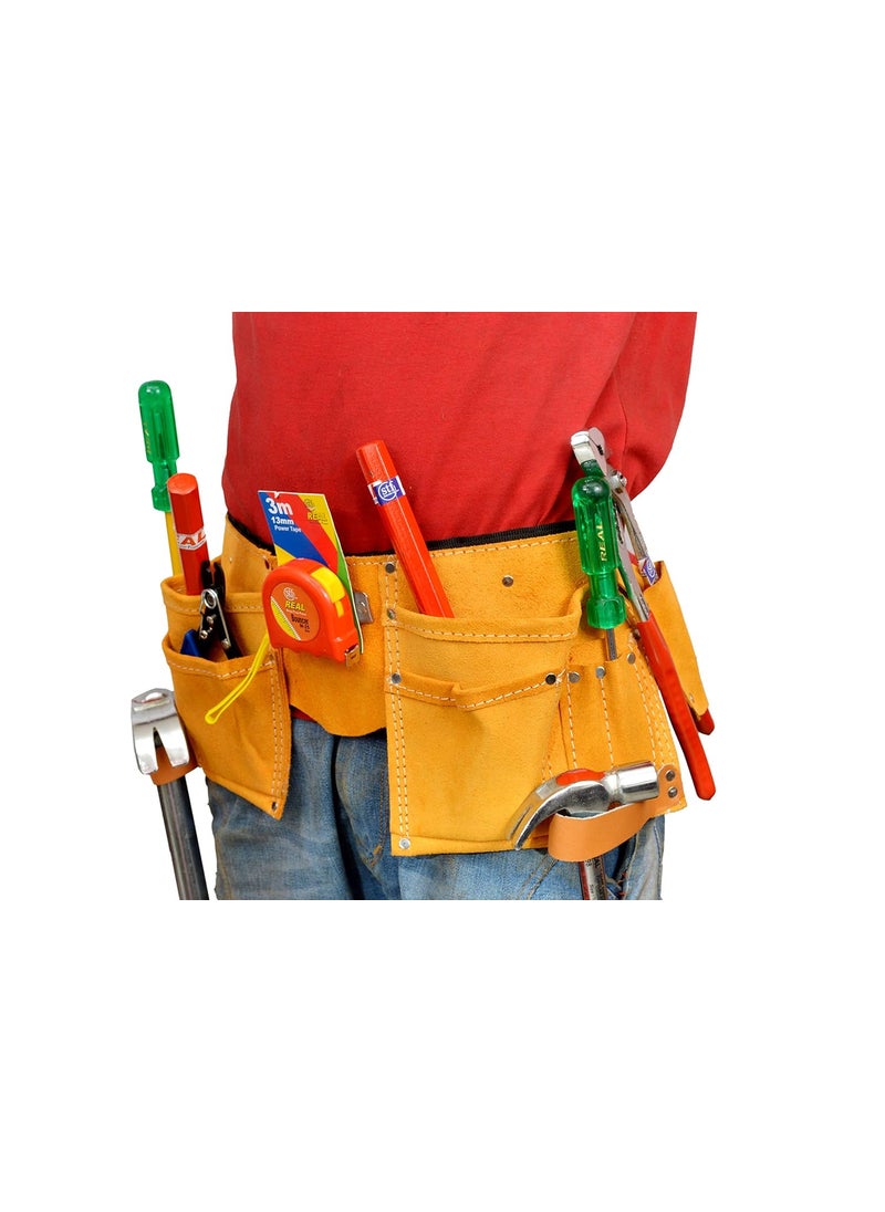 REAL stf REAL stf 11 Pocket Leather Tool Bag with Hammer Holder and Tape Holder  - Image 4