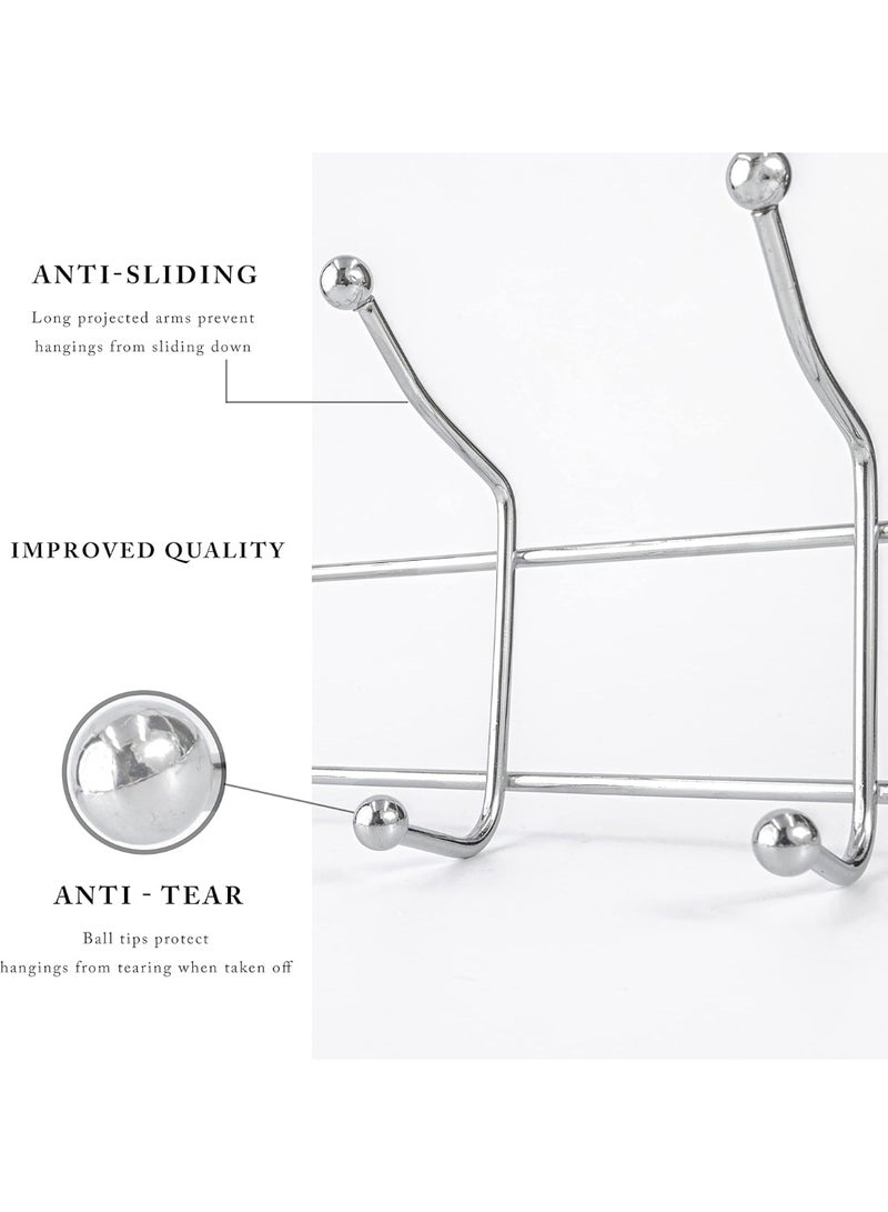 3 قطعه من شماعة معاطف بخمس خطافات تُعلق على الباب – علاقة باب ثقيلة مطلية بالكروم للمعاطف والمناشف والقبعات – منظم تعليق مقاوم للصدأ – بدون حفر - Image 3