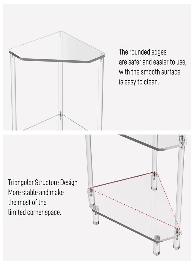 Eglaf Acrylic Corner Side Table - 3 Tier Triangle End Table - Small Side Table for Living Room, Bedroom, Bathroom - 11.8'' L x 11.8'' W x 26 ''H - Image 4