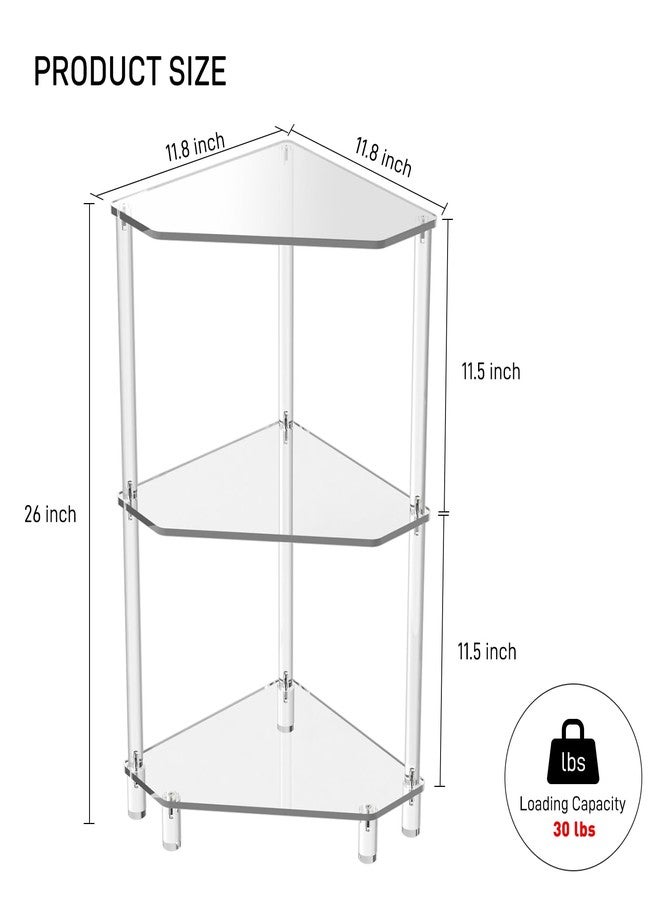 Eglaf Acrylic Corner Side Table - 3 Tier Triangle End Table - Small Side Table for Living Room, Bedroom, Bathroom - 11.8'' L x 11.8'' W x 26 ''H - Image 2