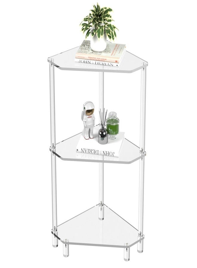 Eglaf Acrylic Corner Side Table - 3 Tier Triangle End Table - Small Side Table for Living Room, Bedroom, Bathroom - 11.8'' L x 11.8'' W x 26 ''H - Image 1
