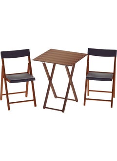TRAMONTINA Since 1911,Made in Brazil- Potenza 3 Pieces Graphite Foldable Table and Chairs Set in Wood and Polypropylene  - Image 1