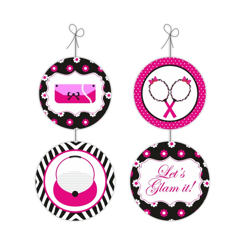 PrettyurParty Pretty UR Party Glam Diva Party decorations Kit - 80 pcs includes Banners, balloons, thank you,centerpiece, danglers, Caps, Fashion Party Supplies, Diva Birthday Decor, DIY Décor Pack for Girls, Teens - Image 4