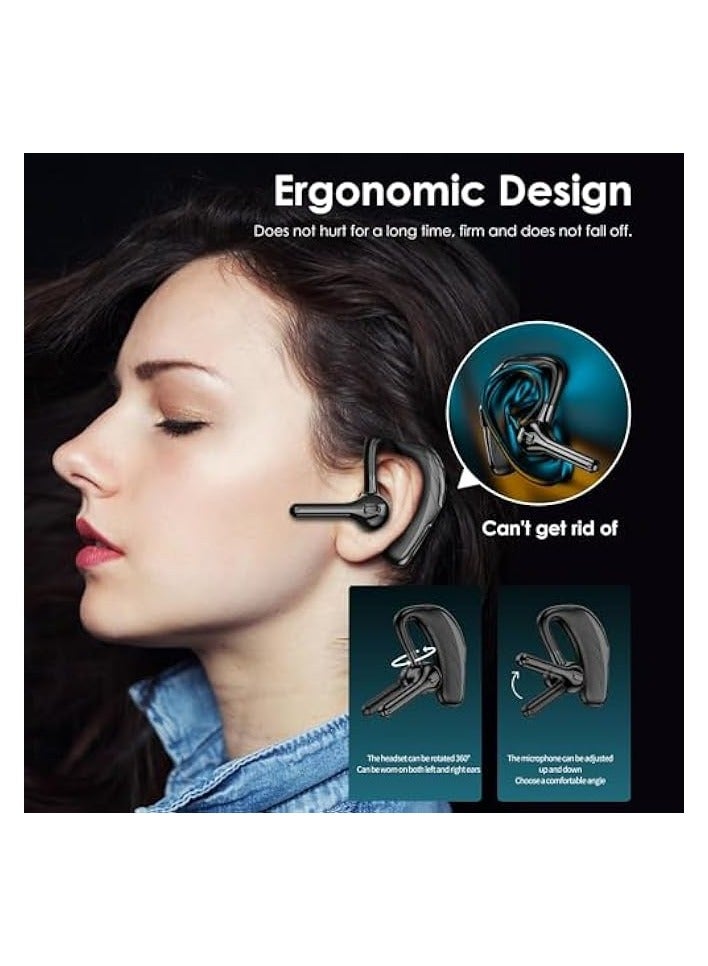 PROMASS Bluetooth Earpiece for Cell Phones V5.2 Wireless Single Headset, with Noise Reduction, Wireless Bluetooth Earpiece 30 Hrs HD Calling, for Business/Office/Driving/Sporting (Black) - Image 2