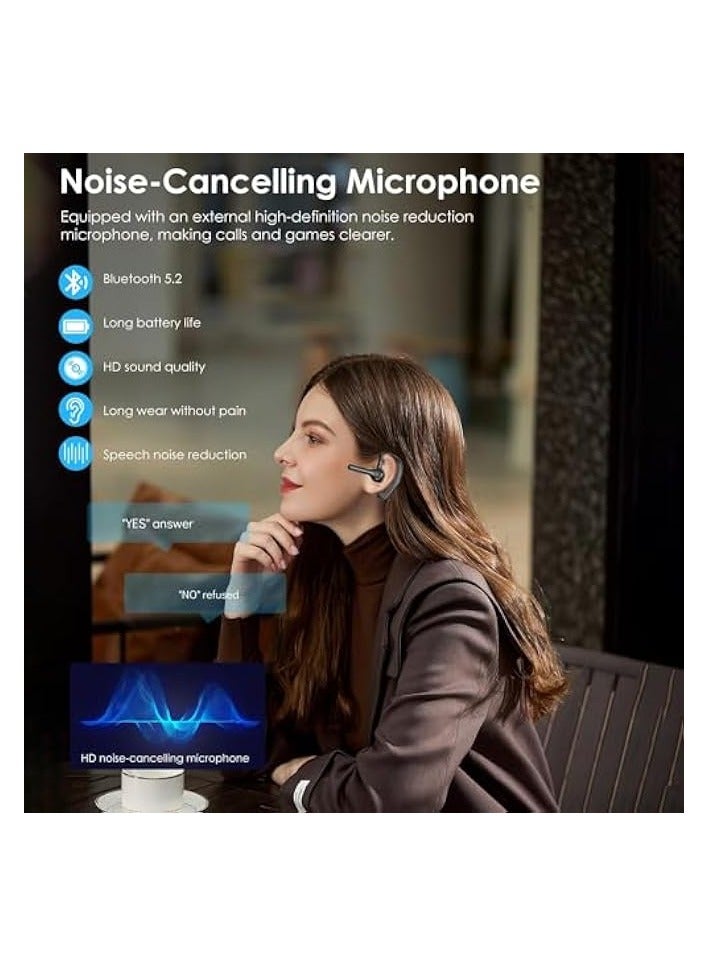 PROMASS Bluetooth Earpiece for Cell Phones V5.2 Wireless Single Headset, with Noise Reduction, Wireless Bluetooth Earpiece 30 Hrs HD Calling, for Business/Office/Driving/Sporting (Black) - Image 3