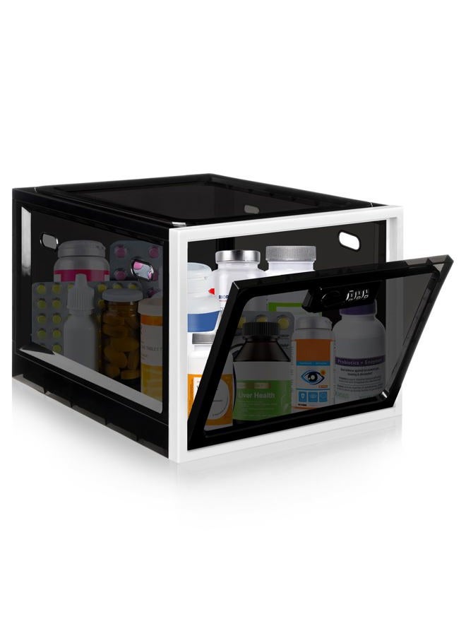 Gemaxvoled Medicine Lock Box for Safe Medication, Premium Material Lockable Storage Box Locking Organizer Bin with Combination Code for Fridge Food/Snacks/Phone/Tablet Jail/Home/Office Storage Lockers - Image 1