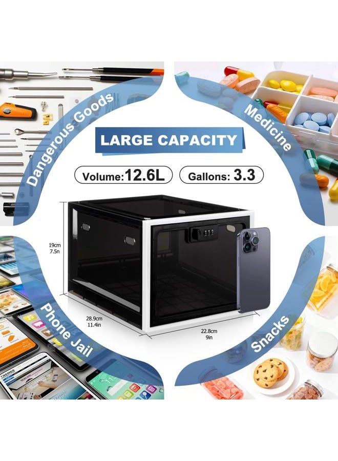 Gemaxvoled Medicine Lock Box for Safe Medication, Premium Material Lockable Storage Box Locking Organizer Bin with Combination Code for Fridge Food/Snacks/Phone/Tablet Jail/Home/Office Storage Lockers - Image 2