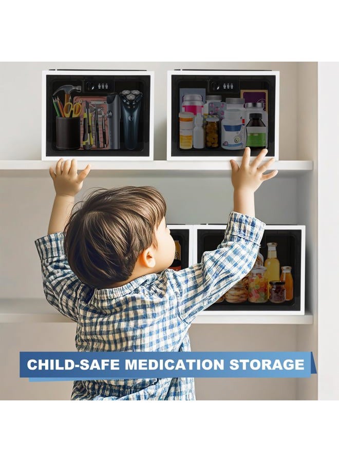Gemaxvoled Medicine Lock Box for Safe Medication, Premium Material Lockable Storage Box Locking Organizer Bin with Combination Code for Fridge Food/Snacks/Phone/Tablet Jail/Home/Office Storage Lockers - Image 4