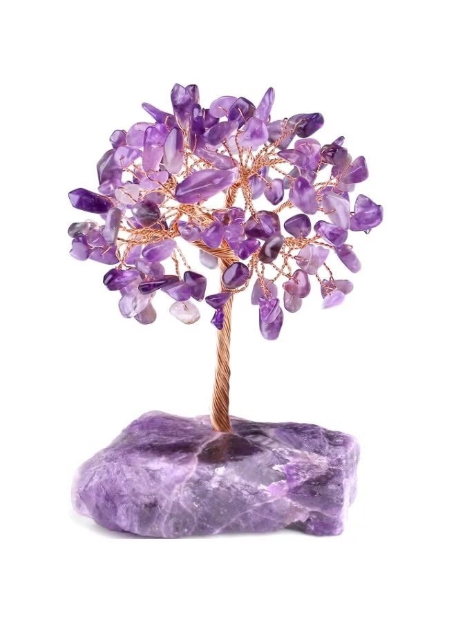 Beauenty Amethyst Crystal Tree Crystals Healing Stones Reiki Natural Crystals Base Copper Wire Tree Life Spiritual Meditation Energy Room Office Desk Decoration Purple - Image 1
