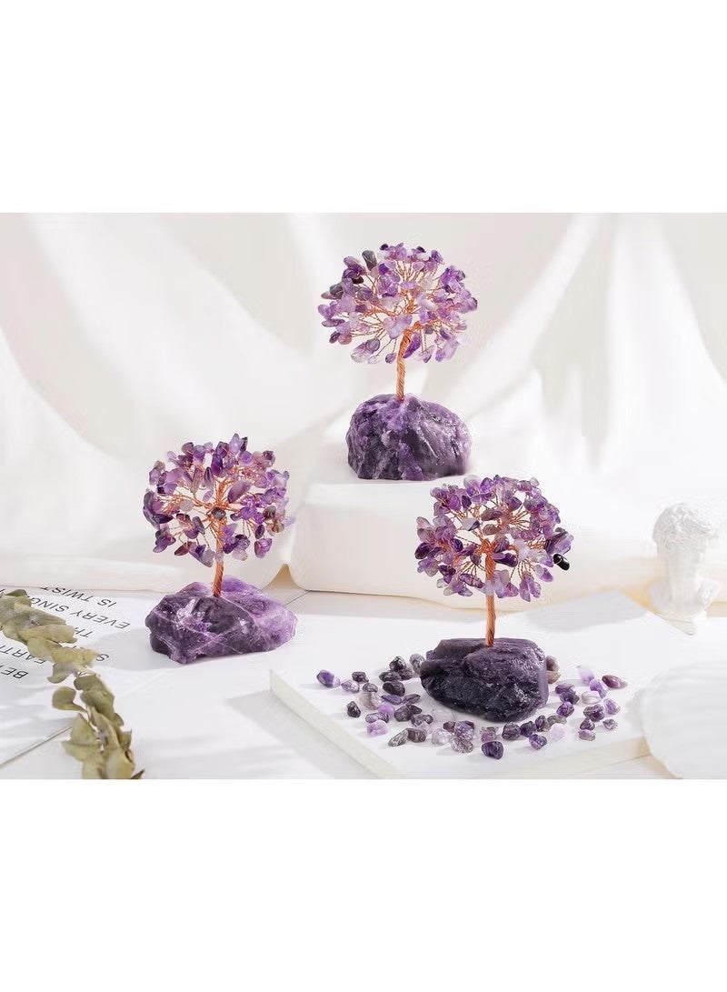 Beauenty Amethyst Crystal Tree Crystals Healing Stones Reiki Natural Crystals Base Copper Wire Tree Life Spiritual Meditation Energy Room Office Desk Decoration Purple - Image 5