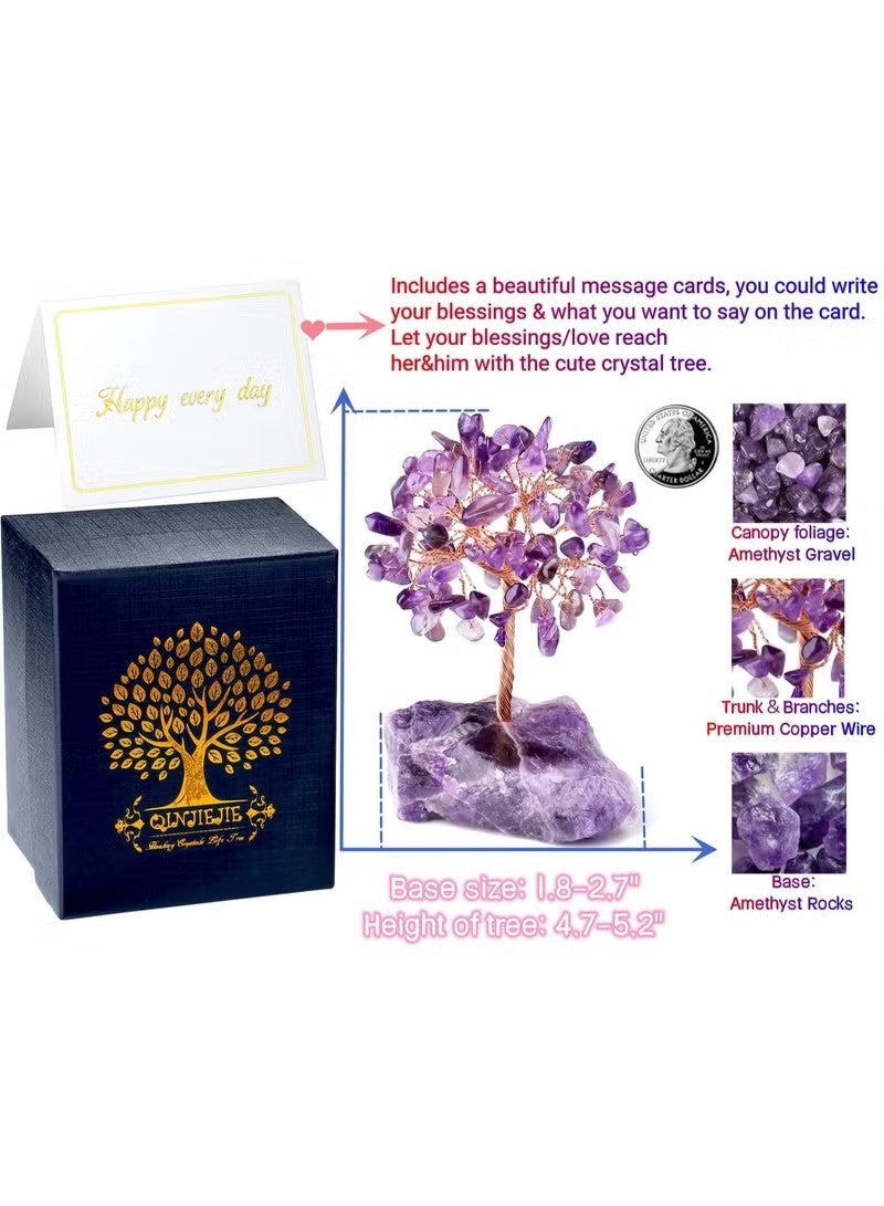 Beauenty Amethyst Crystal Tree Crystals Healing Stones Reiki Natural Crystals Base Copper Wire Tree Life Spiritual Meditation Energy Room Office Desk Decoration Purple - Image 2