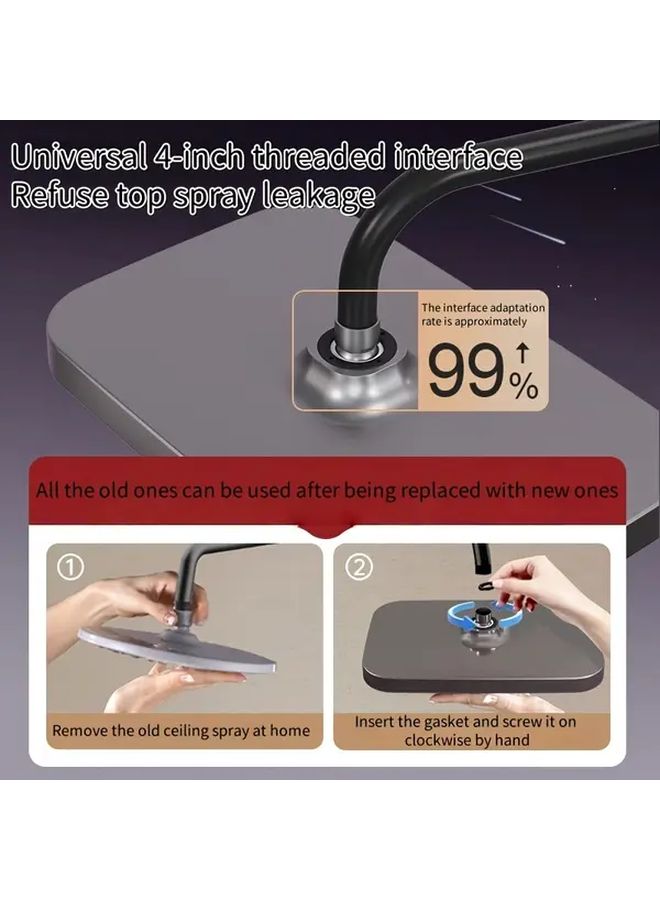 13 Inch Large Square ABS Overhead Rainfall Showerhead Black Huge Water Volume Bathroom Shower System - Image 5