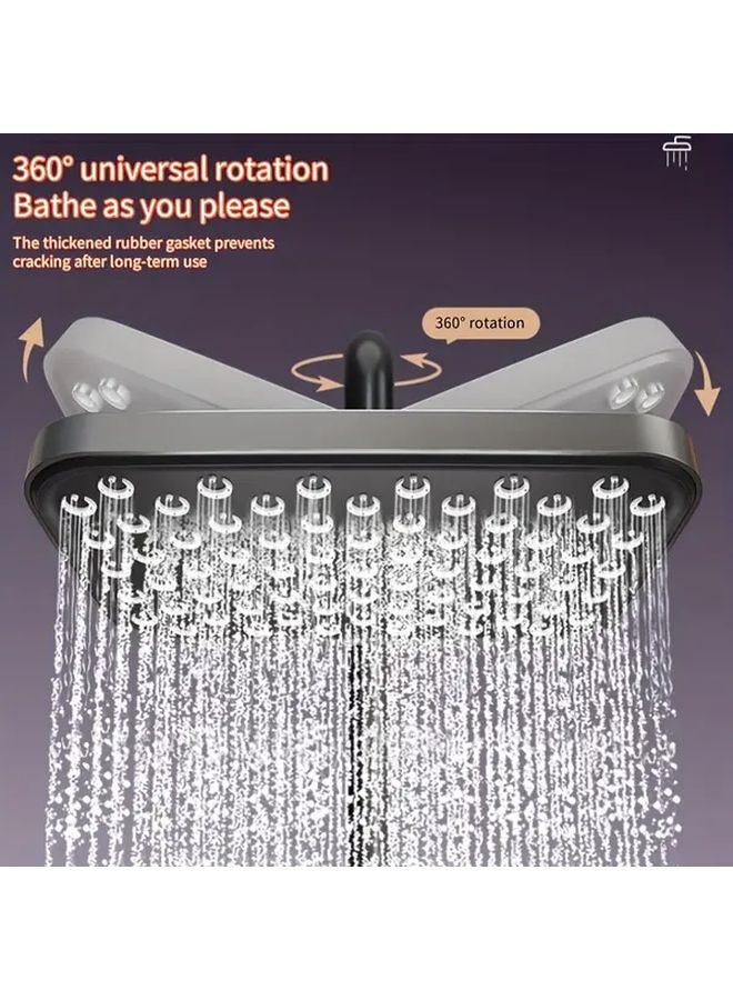 13 Inch Large Square ABS Overhead Rainfall Showerhead Black Huge Water Volume Bathroom Shower System - Image 4