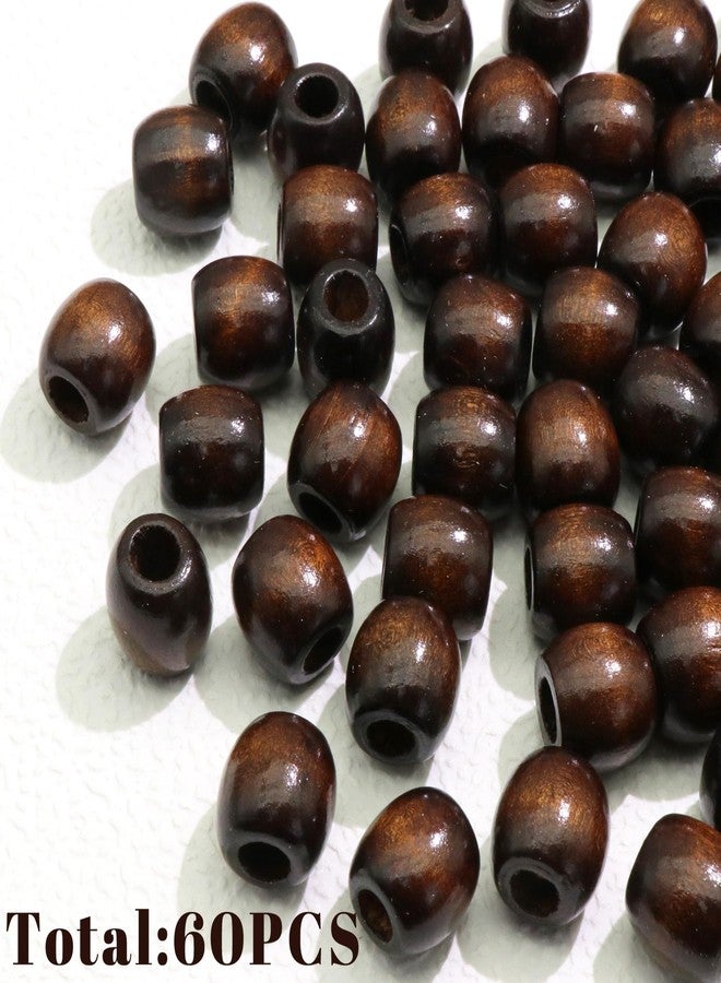 VENOFEN 60PCS Wood Hair Beads Natural Wooden Beads for Loc Round Dreadlock Bead Jewelry Vintage Braids Accessories for Women and Girls - Image 2