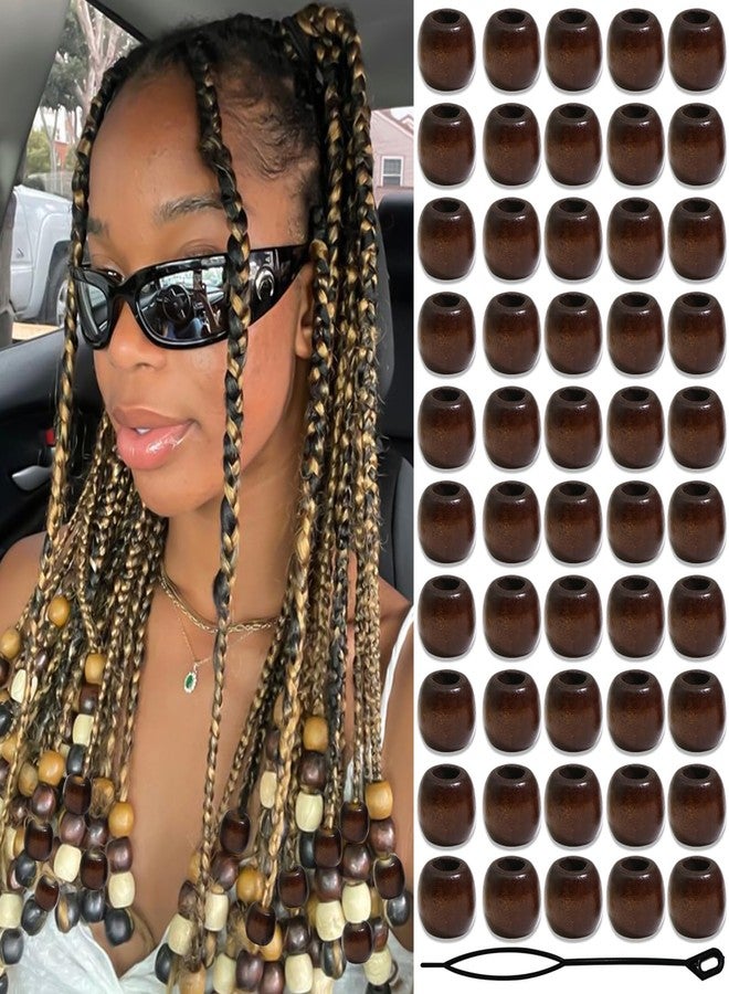 VENOFEN 60PCS Wood Hair Beads Natural Wooden Beads for Loc Round Dreadlock Bead Jewelry Vintage Braids Accessories for Women and Girls - Image 1