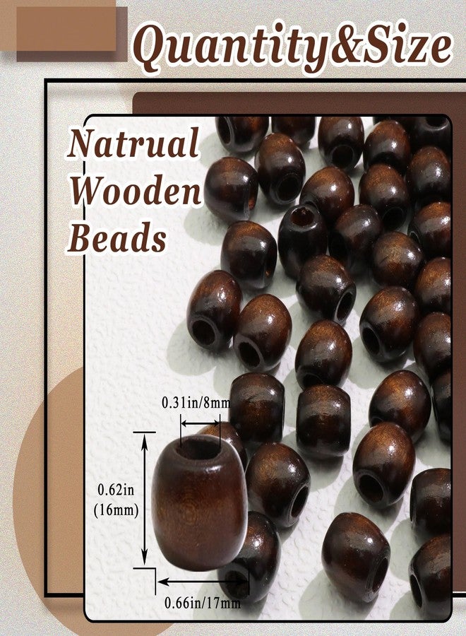 VENOFEN 60PCS Wood Hair Beads Natural Wooden Beads for Loc Round Dreadlock Bead Jewelry Vintage Braids Accessories for Women and Girls - Image 4