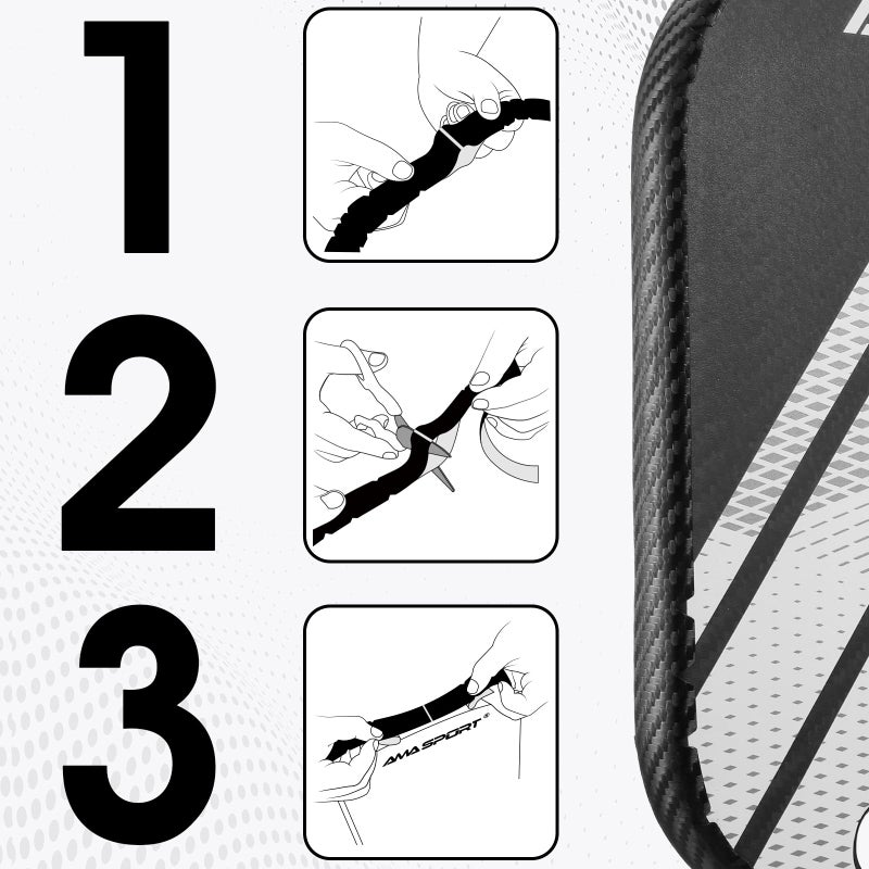 PICKLETECH Pickleball Edge Guard Tape - 3K PU Interwoven Texture - Paddle Head Edge Tape - Racket Edge Protection Tape -Fit Perfectly Curved Edge -No Wrinkling - Image 3