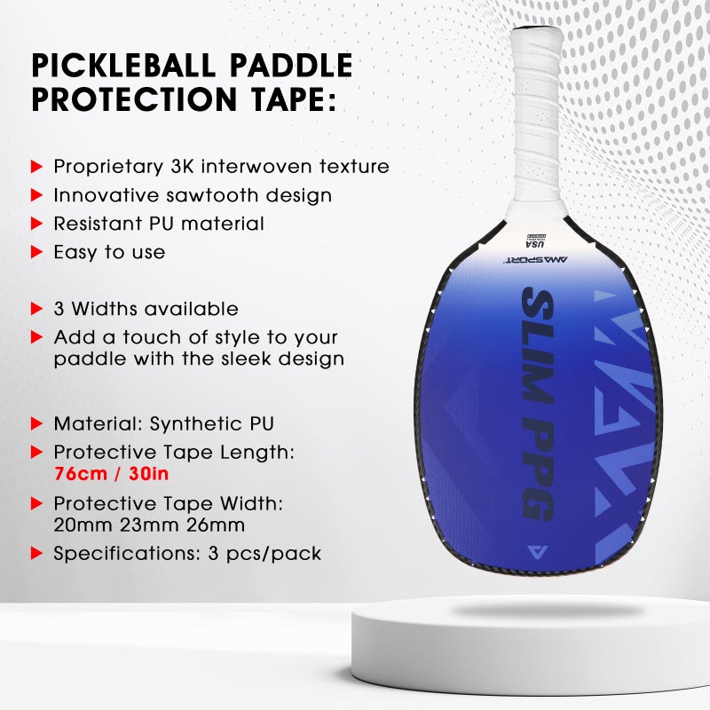 PICKLETECH Pickleball Edge Guard Tape - 3K PU Interwoven Texture - Paddle Head Edge Tape - Racket Edge Protection Tape -Fit Perfectly Curved Edge -No Wrinkling - Image 5