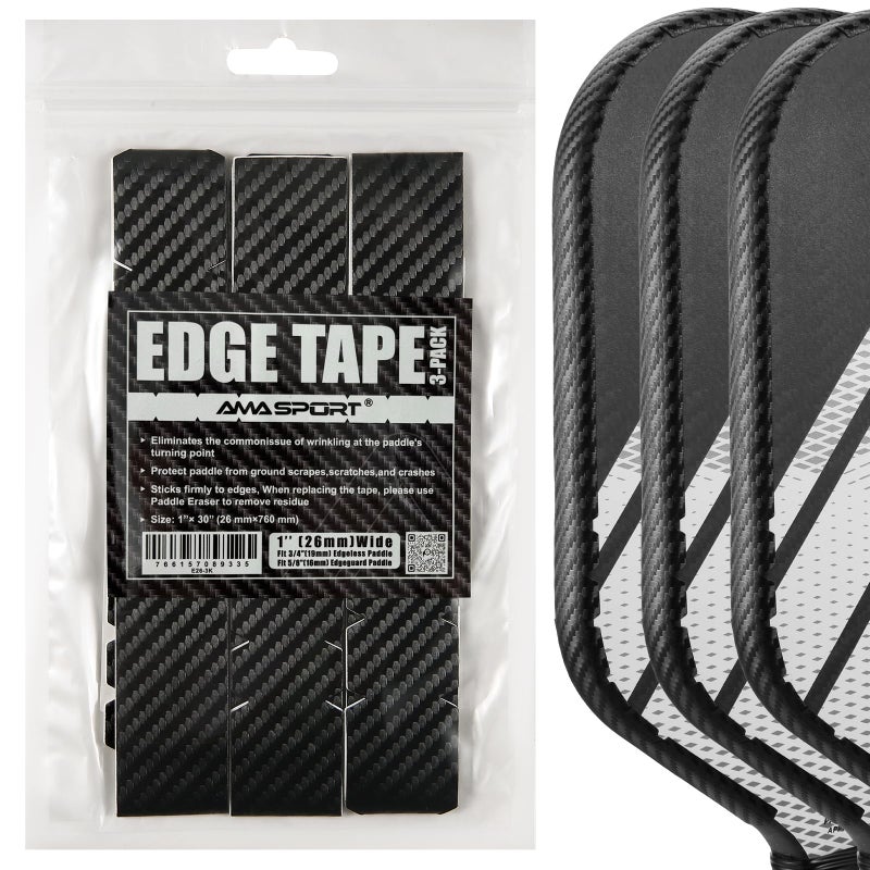 PICKLETECH Pickleball Edge Guard Tape - 3K PU Interwoven Texture - Paddle Head Edge Tape - Racket Edge Protection Tape -Fit Perfectly Curved Edge -No Wrinkling - Image 1