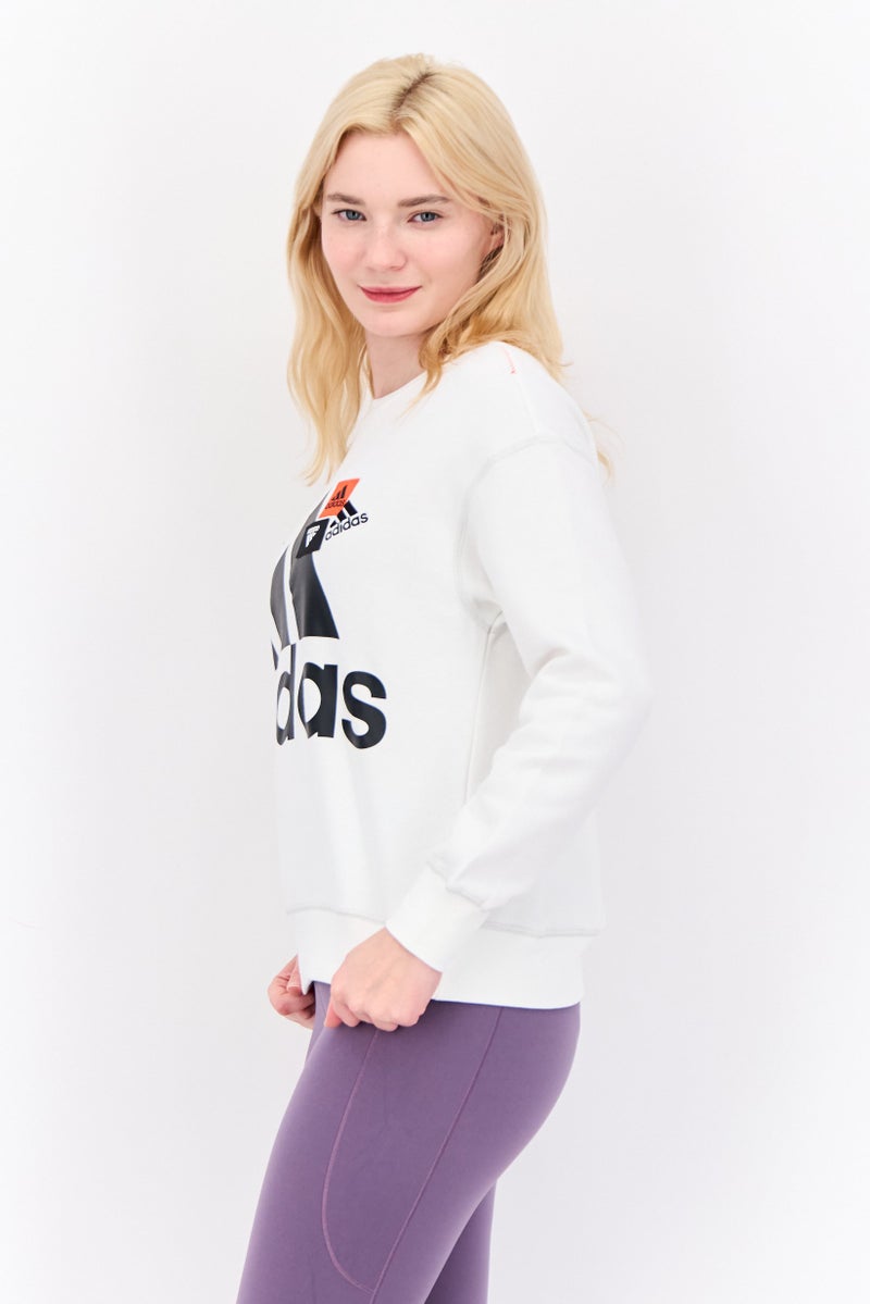 Adidas Women Sportswear Fit Long Sleeve Outdoor Sweatshirt, White - Image 2