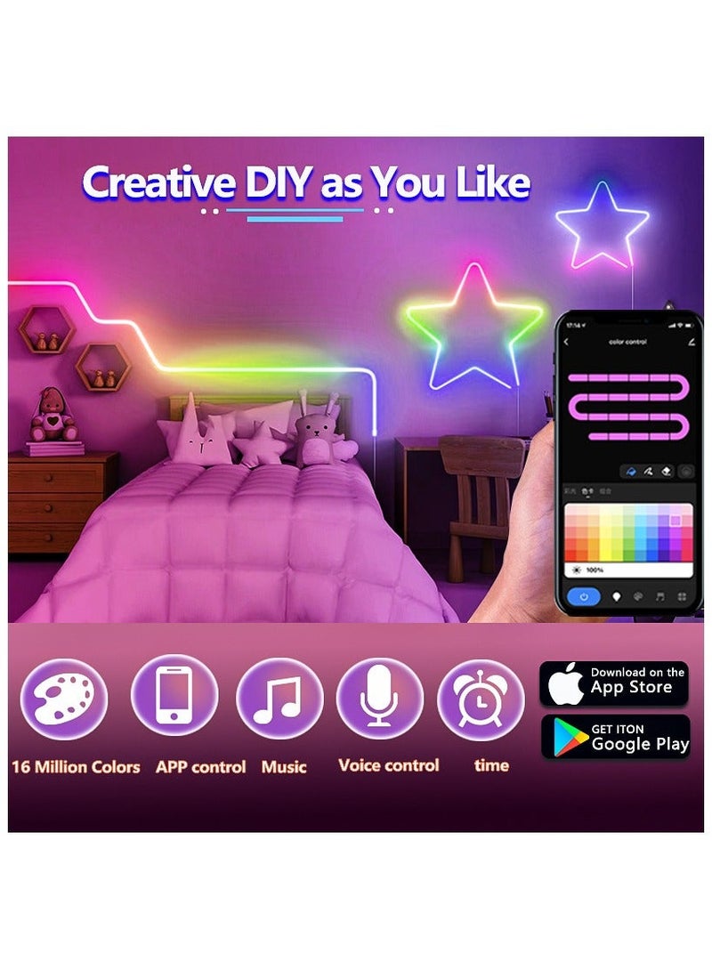 UanTii RGBIC Neon Rope Light 10M, Tuya Wifi Strip Lights,IP67 Waterproof, Music Sync, DIY Design, Works with Alexa, Google Assistant,Alexa Light Strip for Bedroom Wall Decoration - Image 2