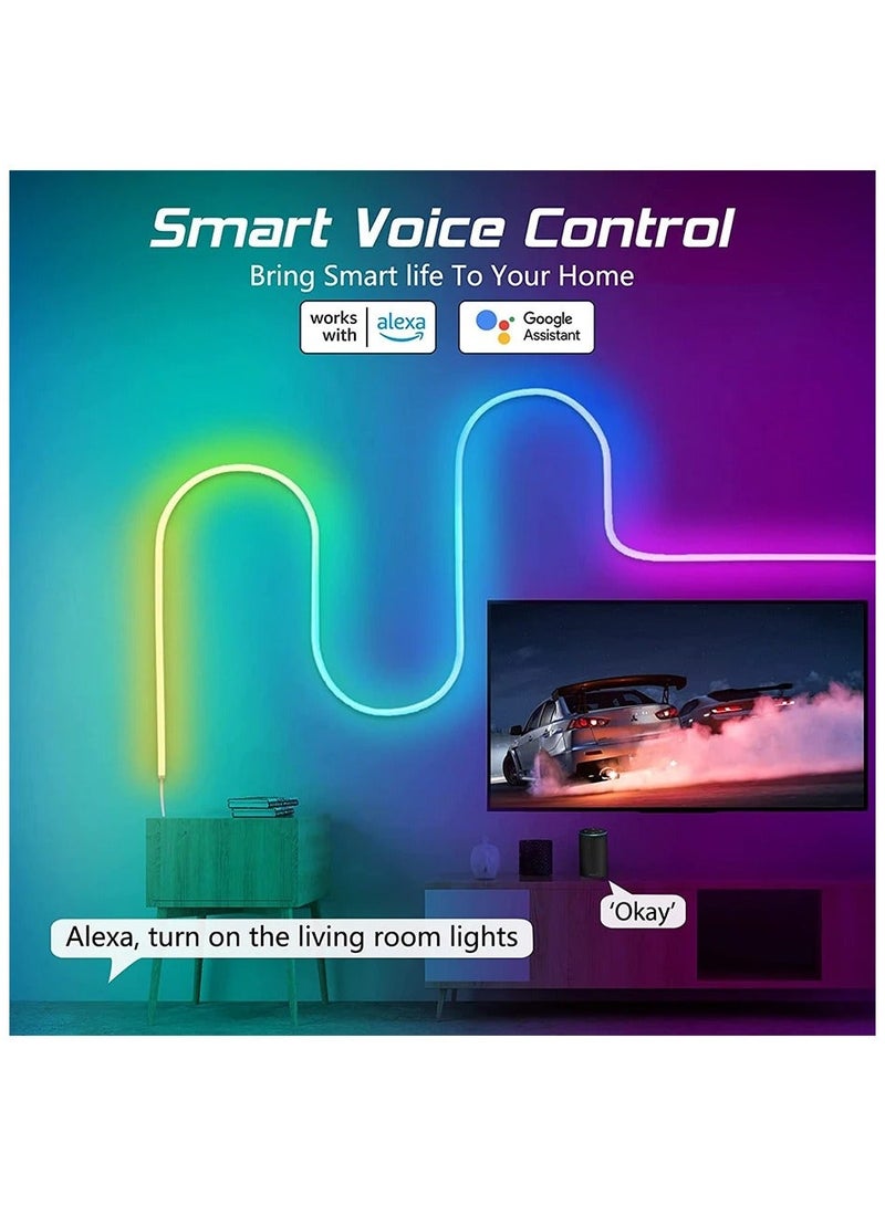 UanTii RGBIC Neon Rope Light 10M, Tuya Wifi Strip Lights,IP67 Waterproof, Music Sync, DIY Design, Works with Alexa, Google Assistant,Alexa Light Strip for Bedroom Wall Decoration - Image 5