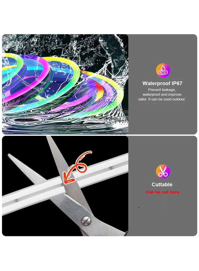 UanTii RGBIC Neon Rope Light 10M, Tuya Wifi Strip Lights,IP67 Waterproof, Music Sync, DIY Design, Works with Alexa, Google Assistant,Alexa Light Strip for Bedroom Wall Decoration - Image 3