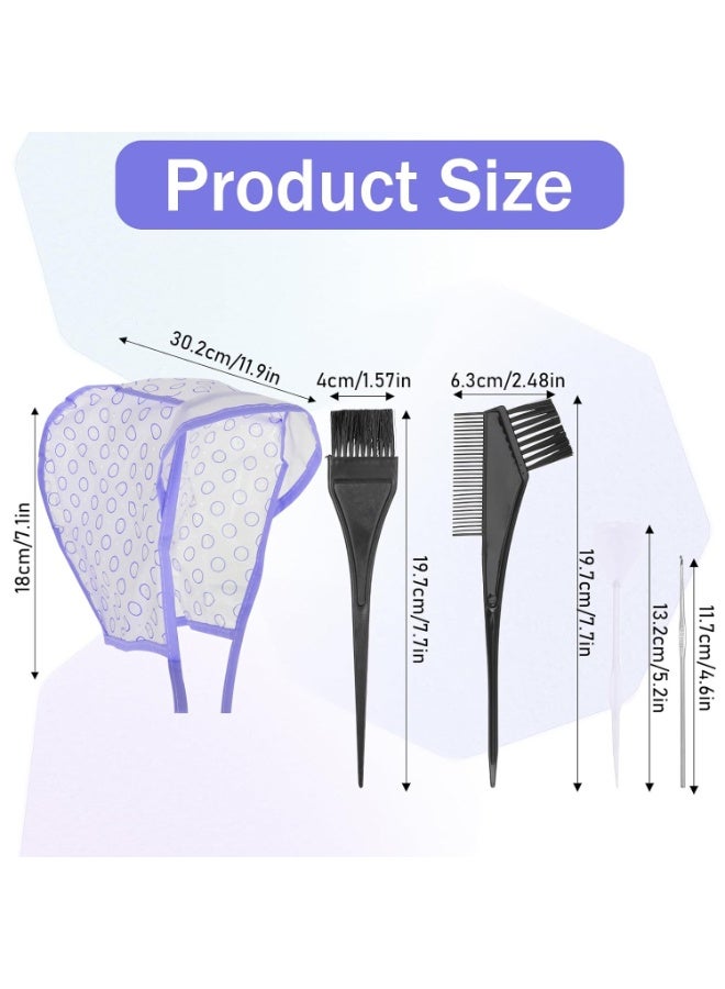مجموعة صبغ الشعر المنزلية مكونة من 9 قطع، قبعة تلوين الشعر مع خطافات بلاستيكية، مجموعة أدوات تصفيف الشعر في صالونات التجميل (أزرق، وردي، بنفسجي) - Image 2