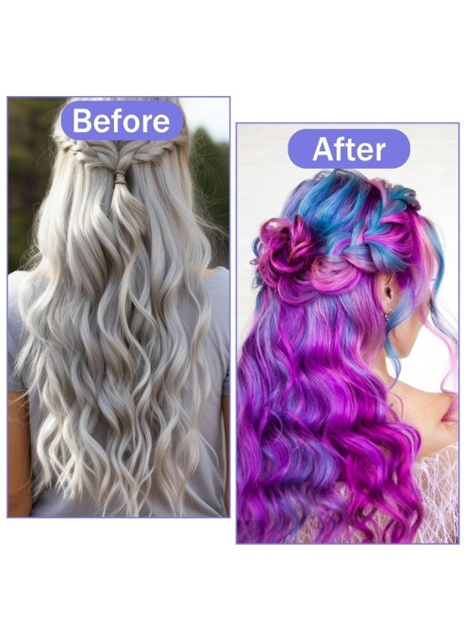 مجموعة صبغ الشعر المنزلية مكونة من 9 قطع، قبعة تلوين الشعر مع خطافات بلاستيكية، مجموعة أدوات تصفيف الشعر في صالونات التجميل (أزرق، وردي، بنفسجي) - Image 4