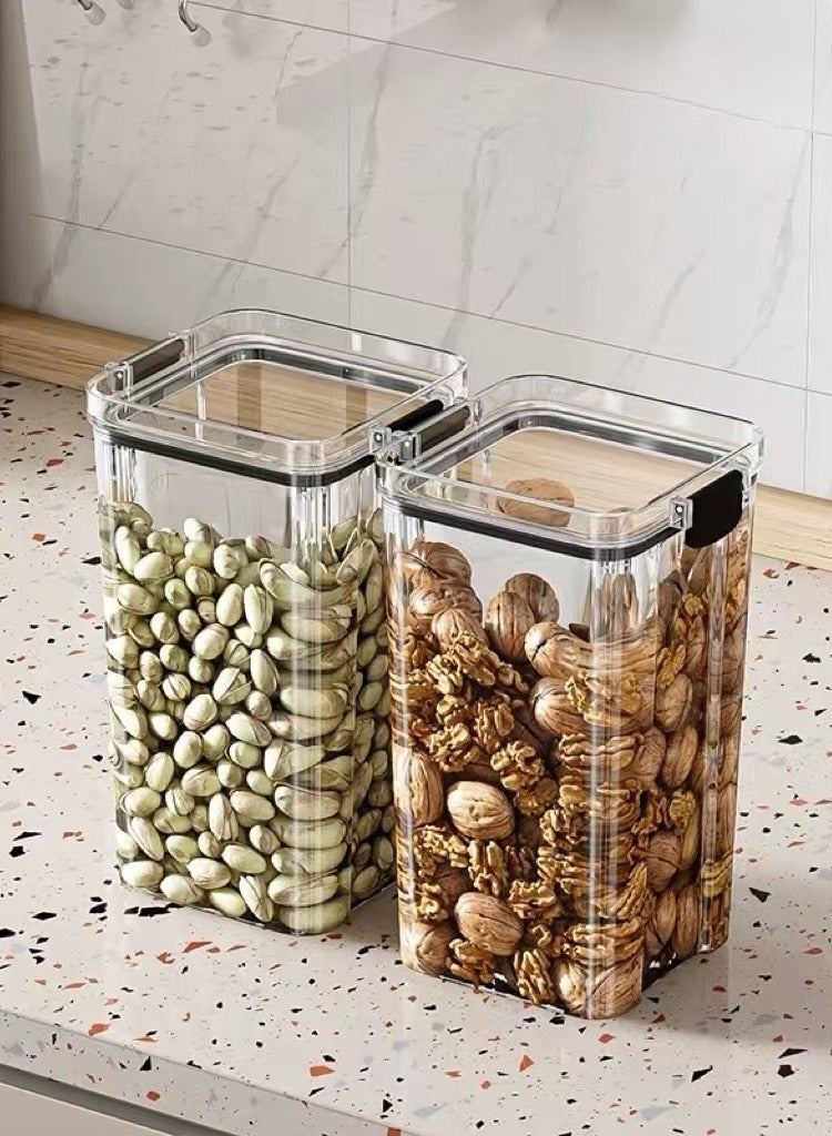 جرار تخزين الطعام حاويات تخزين شفافة مع أغطية، جرة تنظيم المخزن جرة توابل شاي مزهر، حاوية قهوة وسكر، مجموعة علب صغيرة للمطبخ (2 قطعة، 1300 مل) - Image 1