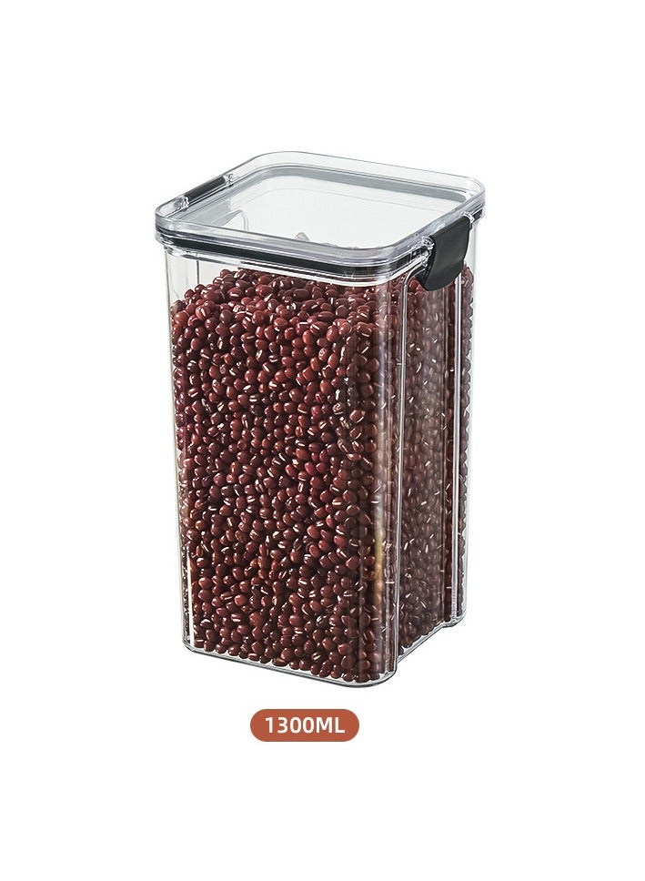 جرار تخزين الطعام حاويات تخزين شفافة مع أغطية، جرة تنظيم المخزن جرة توابل شاي مزهر، حاوية قهوة وسكر، مجموعة علب صغيرة للمطبخ (2 قطعة، 1300 مل) - Image 2