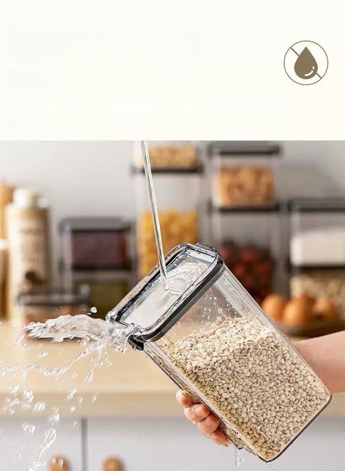 جرار تخزين الطعام حاويات تخزين شفافة مع أغطية، جرة تنظيم المخزن جرة توابل شاي مزهر، حاوية قهوة وسكر، مجموعة علب صغيرة للمطبخ (2 قطعة، 1300 مل) - Image 4