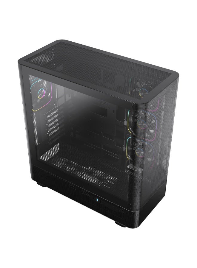 أسيجيك‎ علبة كمبيوتر ألعاب LunarisFlow ATX متوسطة الحجم، واجهة أمامية شبكية عالية التدفق للهواء، لوحة زجاجية مقسّى، منفذ USB من النوع C، تدعم مشعاع تبريد سائل 420 مم، وبطاقة رسومات 400 مم، 10 فتحات للمراوح، أسود | AG-LUNARISFLOW-BK - Image 3