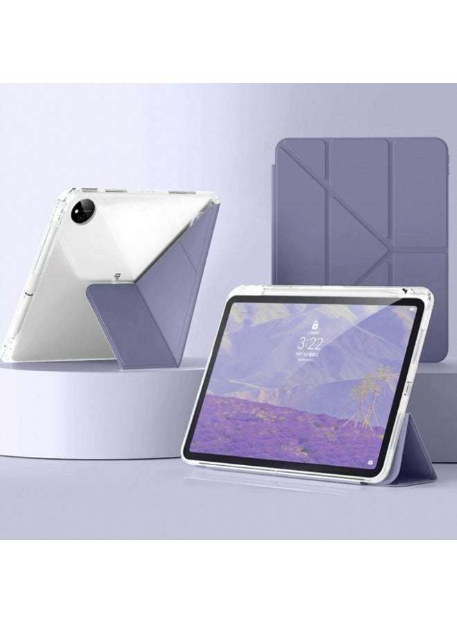 إغرين99 for Honor Pad 10 12.1 بوصة 2025 غطاء القضية, ثلاثي طي تصميم على شكل Y, زاوية متعددة, جلد غطاء اللوح, تلقائي الاستيقاظ / النوم, أرجواني - Image 1