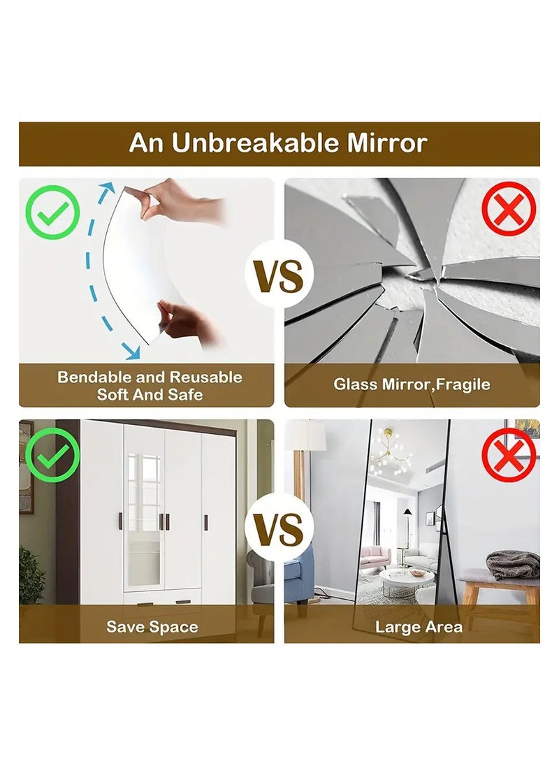 Wall Mirror with Perfect Size Safe and Durable No Drilling Easy to Install and Use for Home Decor, Full Length Mirror 120x30cm, Full Body Mirror Hanging or Leaning on Wall
