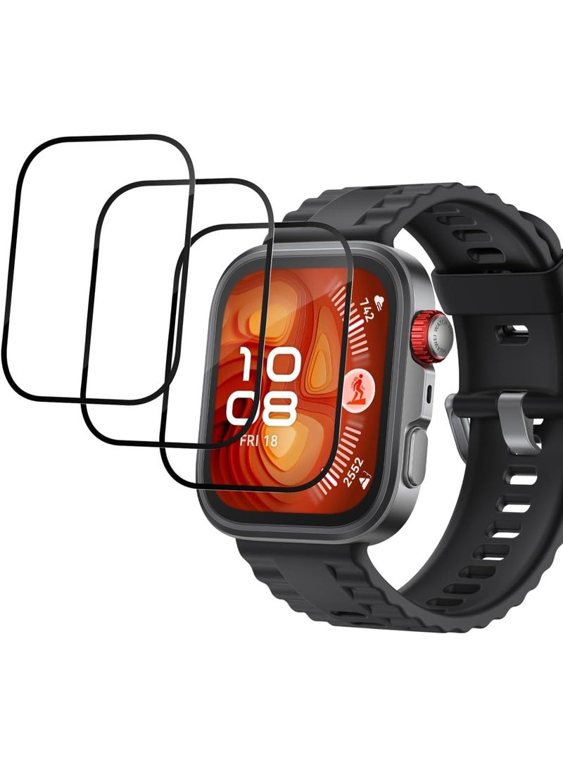 Screen Protector Compatible with Huawei Watch Fit 4 Pro 1.82 Inch, Clear Flexible TPU Screen Protector [Pack of 3] Compatible with Huawei Watch Fit 4 Pro (Black) - Image 1